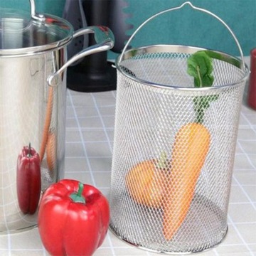 Корзина для жарки из нержавеющей стали с ручкой Универсальная кухонная корзина для макарон, 22 см.