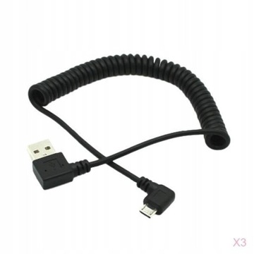3 szt. Kąt 90° USB 2.0 A męski na mikro