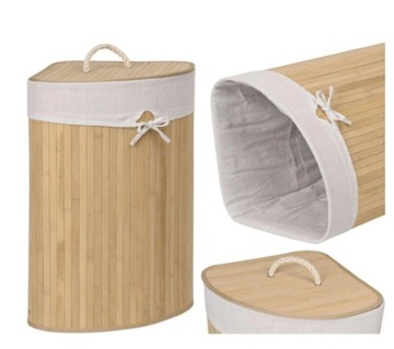 KOSZ NA PRANIE BAMBUSOWY NAROŻNY ECO LEN 60L