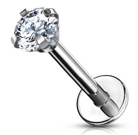 Пуссета для ушей Labret Crystal SS316L 1.2/8/3