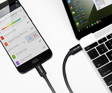VENTION USB 3.1, 2 порта Type-C, быстрая зарядка QC, 3 А — 1 м