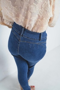 Klasyczne damskie jeansy PUSH UP dopasowane rurki z wysokim stanem M