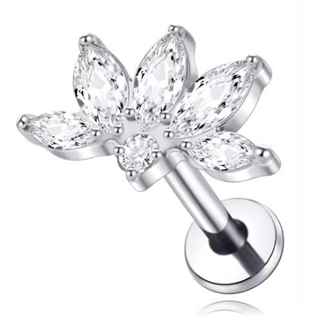 KOLCZYK LABRET HELIX CYRKONIE SREBRNY TYTANOWY 1,2/8