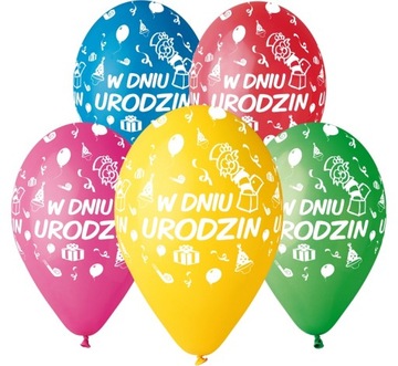 Balony URODZINOWE Polski Napis DLA DZIECKA 5szt