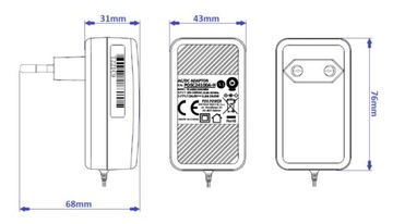 POS Блок питания 24 В, 1 А постоянного тока, вилка 5,5/2,1, прямой POSC24100A-H