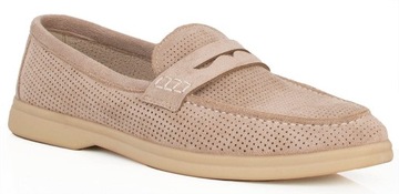 8032 BEŻOWE MOKASYNY PÓŁBUTY ZAMSZOWE DAMSKIE 39