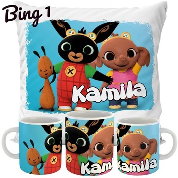 ZESTAW KUBEK + PODUSZKA BING WZORY IMIĘ PREZENT
