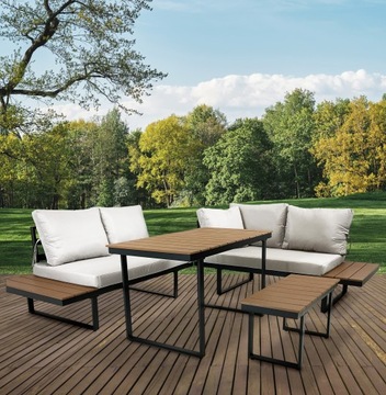 МОДУЛЬНЫЙ КОМПЛЕКТ САДОВОЙ МЕБЕЛИ УГЛОВОЙ СТОЛИК ДЛЯ САДОВОЙ ТЕРРАСЫ GLOBO S BEIGE