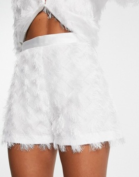 Damskie białe szorty garniturowe z frędzlami XL
