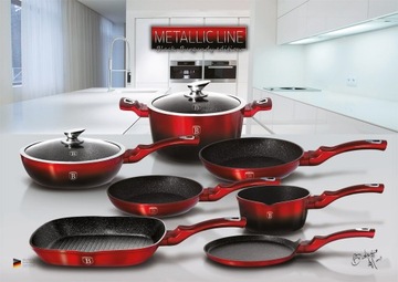 Набор кастрюль, набор 14 штук, Бордовый BH-6781