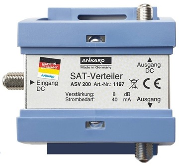 Rozgałęźnik 1/ 2 Spliter Satelitarny Sygnału SAT Satelitarnego Aktywny 8dB