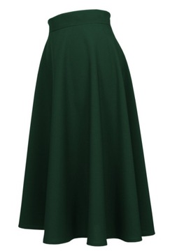 BUTELKOWA ZIELEŃ SPÓDNICA MIDI ROZKLOSZOWANA 34 XS