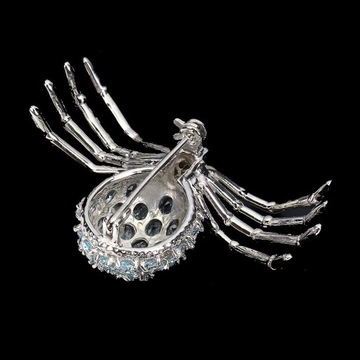 Broszka srebrna topazy sky szafiry naturalne pająk