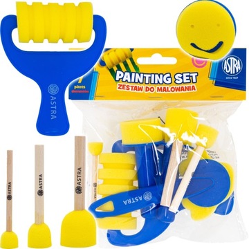 ZESTAW nr1 GĄBKI I WAŁEK MALARSKI ASTRA 7 ELEMENTÓW STEMPELKI