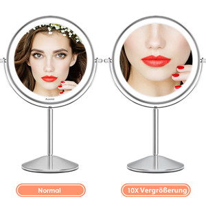 КОСМЕТИЧЕСКОЕ ЗЕРКАЛО LED 10X СЕРЕБРЯНЫЕ БАТАРЕИ