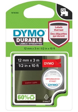 DYMO Taśma D1 Durable odporna 12mm biały/czerwony