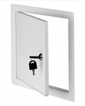 Drzwiczki rewizyjne metalowe białe z zamkiem 25x35 cm DM95Z Awenta