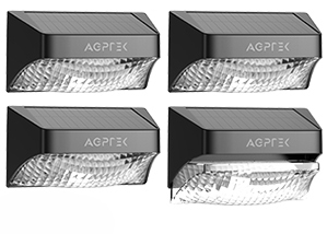 AGPTEK Solarne lampy ogrodzeniowe Ciepła biel i tryb RGB 4 sztuki