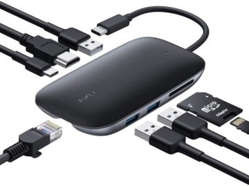 Aukey CB-C71 Usb-c Hub 8v1 Pd 100W Hdmi 4K Sd Lan