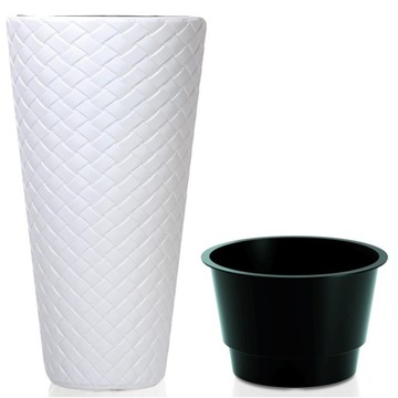 DPMT300 белый плетеный вазон со вставкой