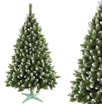 CHOINKA SZTUCZNA ZIELONA JODŁA Z BIAŁYMI KOŃCAMI 120 cm + STOJAK