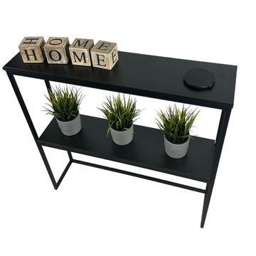 Konsola Toaletka z półką w stylu Loft Industrial 80cm czarna podwójna