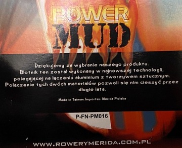 Велосипедные крылья 28 MERIDA POWER MUD ALU-PCV SET