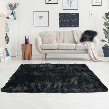 МЯГКИЙ ПЛЮШЕВЫЙ КОВЕР, ЧЕРНЫЙ, МОЮЩИЙСЯ SOFTI PLUSH 160x220см