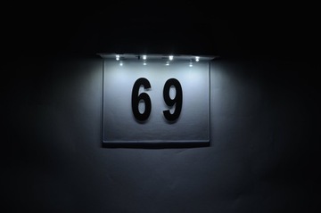 НОМЕР ДОМА С СОЛНЕЧНОЙ ЛАМПОЙ, СТАЛЬНОЙ СВЕТОДИОДНОЙ ПОДСВЕТКОЙ