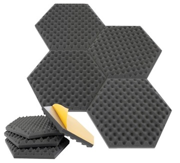 Zestaw 4szt. paneli akustycznych plastry miodu GOFRY 25cm/5cm szare