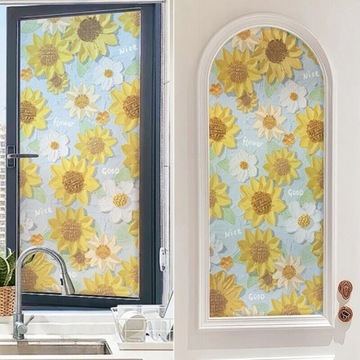 Статическая цветочная наклейка на окно