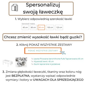 Pikowana ławeczka do przedpokoju Chesterfield szer.60 cm Różne kolory