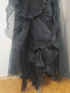 BCBG MAXAZRIA długa zdobiona suknia tiulowa 12