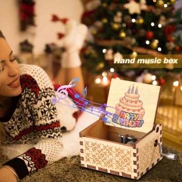 Vintage Hand Cranked Musical Box Happy Birthday Wo