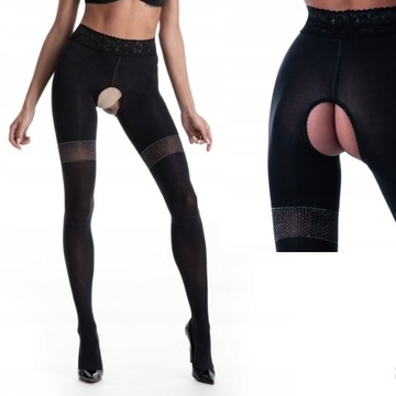 Rajstopy erotyczne Glamour czarne 80 den – eleganckie i wygodne XXL