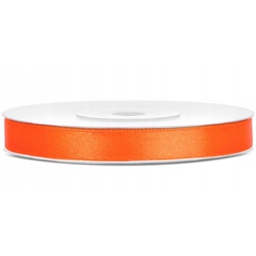 Taśma tasiemka wstążka satynowa 25m x6 mm pomarańczowa rolka