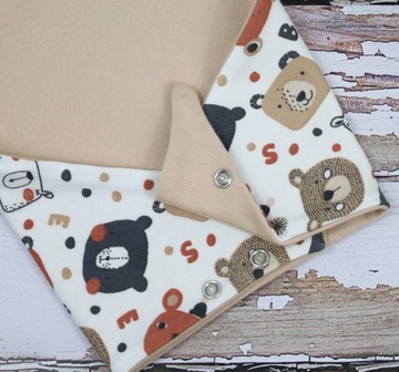 KOMPLET CZAPKA + APASZKA DWUSTRONNA 48-50 WIOSNA / JESIEŃ BEIGE 12m+