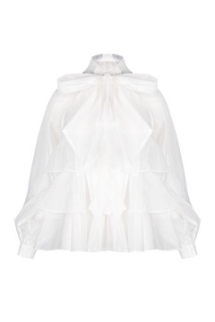 Elegancka koszula z falbanami Biała ONE SIZE