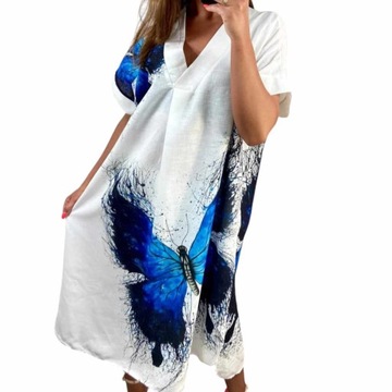 Sukienka Letnia Długa na co dzień LUŹNA MOTYL OVERSIZE 50 52 5XL 6XL