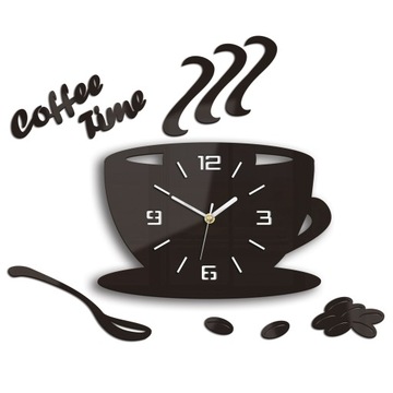 Zegar ścienny ModernClock - Filiżanka 3D WENGE
