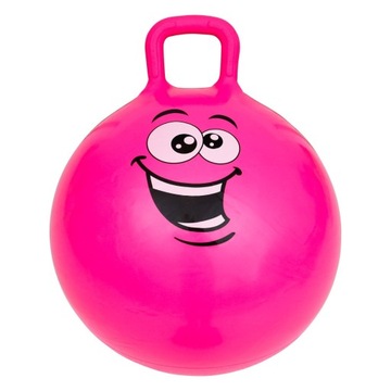 Piłka do skakania gumowa skacząca dla dzieci 45cm różowa z buźką uśmiech