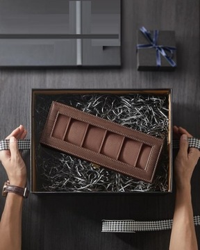PUDEŁKO ETUI ORGANIZER NA ZEGARKI 6 PRZEGRÓDEK Z POKRYWKĄ PRZECHOWYWANIE