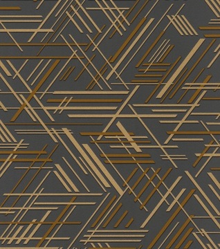 TAPETA DIZAJN 3D ZŁOTE LINIE ART DECO GRAFITOWA KONIEC KOLEKCJI