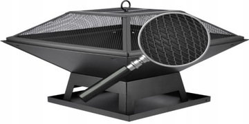 СТАЛЬНАЯ САДОВАЯ ПЕЧЬ С КРЫШКОЙ 45 СМ + НАГРЕВАТЕЛЬ + ВИЛКА ПОЖАРНАЯ ПАЛКА