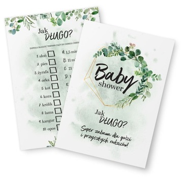 5 sztuk Gra na Baby Shower Jak Długo - Eukaliptus