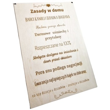 Tabliczka Zasady Domu PREZENT DZIEŃ BABCI DZIADKA