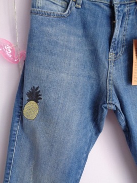 Desigual spodnie jeans haft skinny, rurki 24