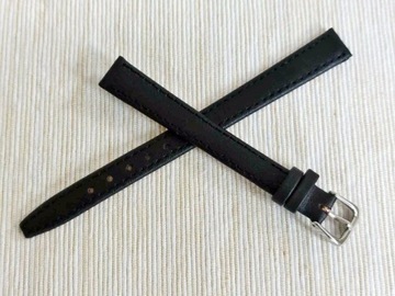 PASEK DO DAMSKIEGO ZEGARKA naturalna skóra 12 mm, XXL, czarny