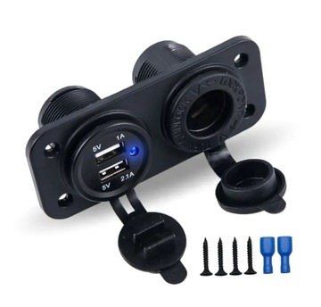 PANEL DO ZABUDOWY ŁADOWARKA 2x USB 3,1A + GNIAZDO ZAPALNICZKI SAMOCHODOWE