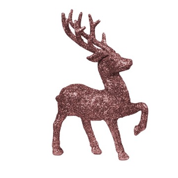 Ozdobny brokatowy renifer jeleń do stroików 14 cm